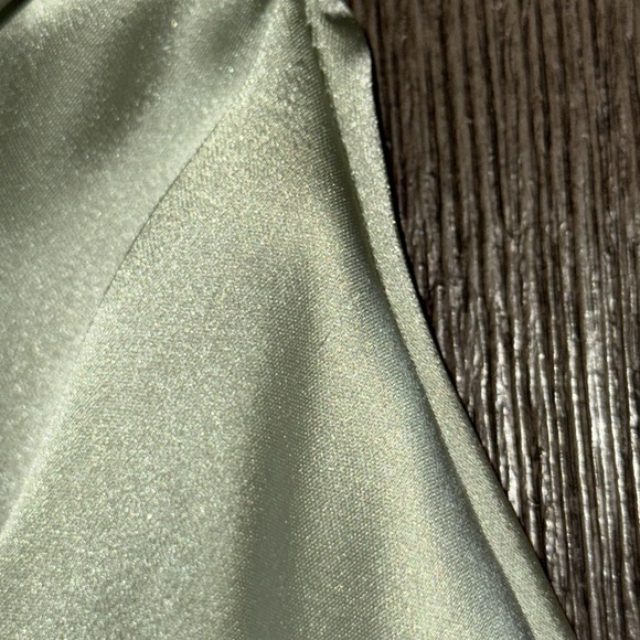 WeWoreWhat Cowl Neck Puff Sleeve Satin Dress Fog Green - Picture 15 of 15
